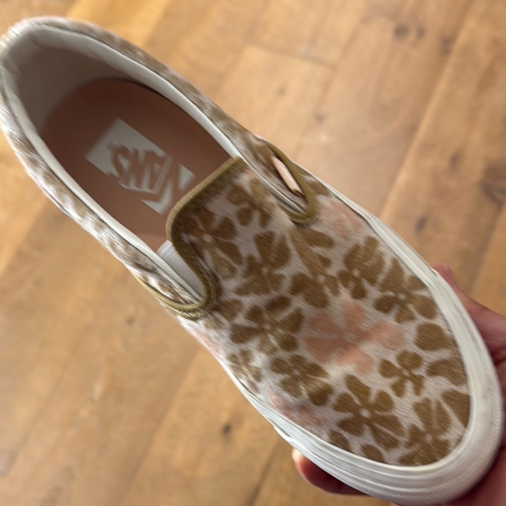 Vans Pink and Brown Slip-On Sneakers with Soft Canvas Upper - Picture 3 of 5